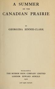 Cover of: A summer on the Canadian Prairie