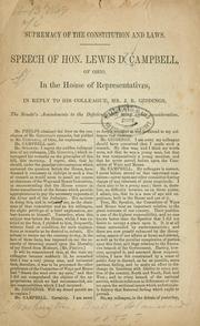 Cover of: Supremacy of the constitution and laws.