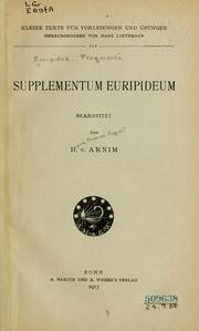 Cover of: Supplementum Euripideum