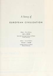 Cover of: A survey of European civilization.