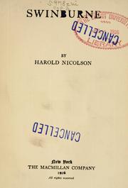 Cover of: Swinburne | Nicolson, Harold George Sir