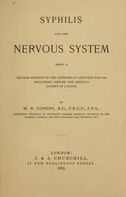 Cover of: Syphilis and the nervous system | W. R. Gowers