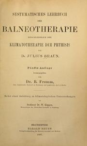 Systematisches Lehrbuch der Balneotherapie by Julius Braun