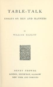 Cover of: Table-talk by William Hazlitt