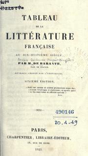 Tableau de la littérature française au dix-huitième siècle by Prosper de Barante