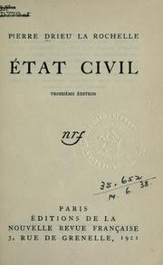 Cover of: État civil. by Pierre Drieu La Rochelle