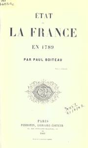 Cover of: État de la France en 1789.