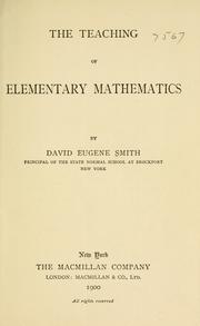 Cover of The teaching of elementary mathematics