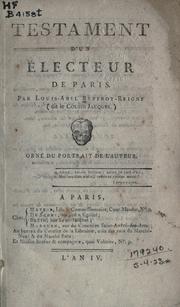 Cover of: Testament dun Électeur de Paris.