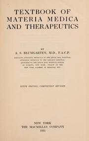 Cover of: Textbook of materia medica and therapeutics