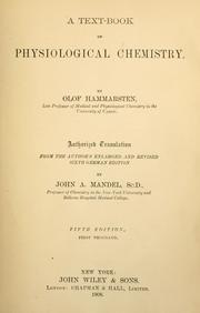 Cover of: A Text-book of physiological chemistry by Hammarsten, Olof
