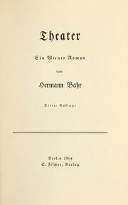 Cover of: Theater, ein Wiener Roman by Hermann Bahr
