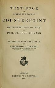 Cover of: Text-book of simple and double counterpoint including imitation or canon