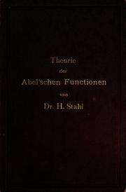 Cover of: Theorie der Abel'schen functionen by Stahl, Hermann