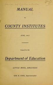 Cover of: Manual for county institutes, June, 1912