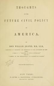 Cover of: Thoughts on the future civil policy of America