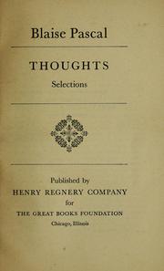 Cover of: Thoughts by Blaise Pascal