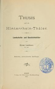 Cover of: Thusis und die Hinterrhein-Thäler by Ernst Lechner