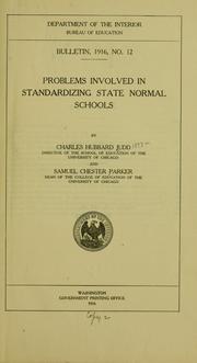 Cover of: Problems involved in standardizing state normal schools