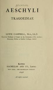 Cover of: Tragedie by Aeschylus