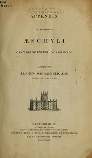Cover of: [Tragoediae]; Appendix ad editionem Aeschyli Cantabrigiensem novissimam by Aeschylus