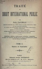 Cover of: Traité de droit international public by Paul Fauchille