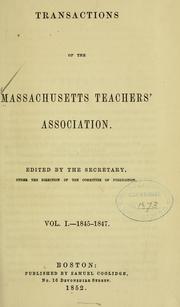 Cover of: Transactions of the Massachusetts teachers' association