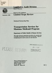 Cover of: Transportation services for Montana medicaid program, Department of Public Health & Human Services: limited scope review