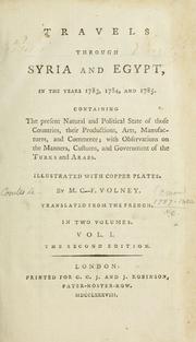 Cover of: Travels through Syria and Egypt, in the years 1783, 1784, and 1785 ...