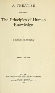 Cover of: A treatise concerning the principles of human knowledge