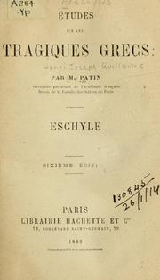 Cover of: Études sur les tragiques grecs: Eschyle.