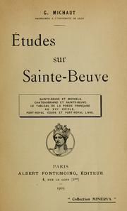 Cover of: Études sur Sainte-Beuve.