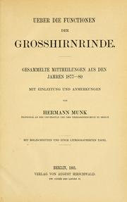 Cover of: Ueber die Functionen der Grosshirnrinde by Hermann Munk