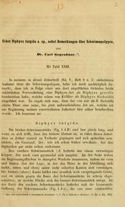 Cover of: Ueber Diphyes turgida n. sp., nebst Bemerkungen über Schwimmpolypen. by Carl Gegenbaur