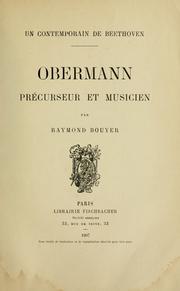 Cover of: Un contemporain de Beethoven: Obermann, précurseur et musicien