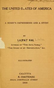 Cover of: The United States of America: a Hindu's impressions and a study