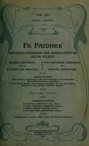 Cover of: Universal-Handbuch der Musikliteratur aller Zeiten und Völker. by eingerichtet und hrsg. von Franz Pazdírek.