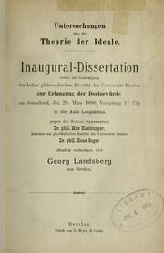 Cover of: Untersuchungen über die Theorie der Ideale