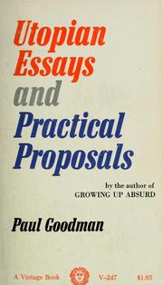 Cover of: Utopian essays and practical proposals.