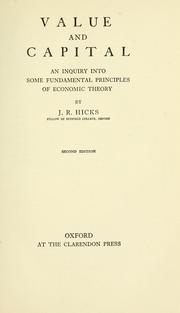 Cover of: Value and capital by Sir John Richard Hicks