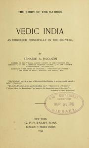 Cover of: Vedic India as embodied principally in the Rig-Veda