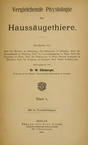 Cover of: Vergleichende physiologie der haussäugethiere