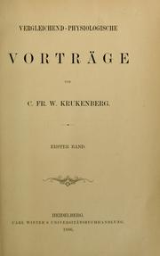 Cover of: Vergleichend-physiologische Vorträge