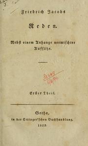 Cover of: Vermischte Schriften by Friedrich Jacobs, Friedrich Jacobs