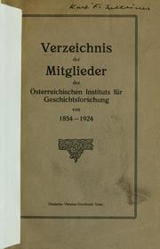 Cover of: Verzeichnis der Mitglieder by Universität Wien. Institut für Österreichische Geschichtsforschung