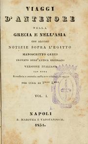 Cover of: Viaggi d'Antenor nella Grecia e nell'Asia by Étienne-François de Lantier