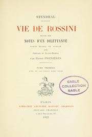 Cover of: Vie de Rossini, suivie des Notes d'un dilletante