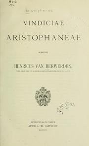 Cover of: Vindiciae Aristophaneae