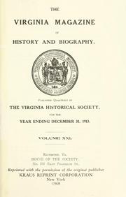 Cover of: The Virginia magazine of history and biography
