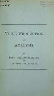 Cover of: Voice production and analysis